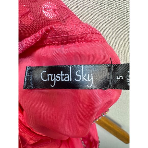 Crystal Sky Youth Embellished Evening Gown Dress Size 5 Pink Full-Length Formal - Picture 2 of 16